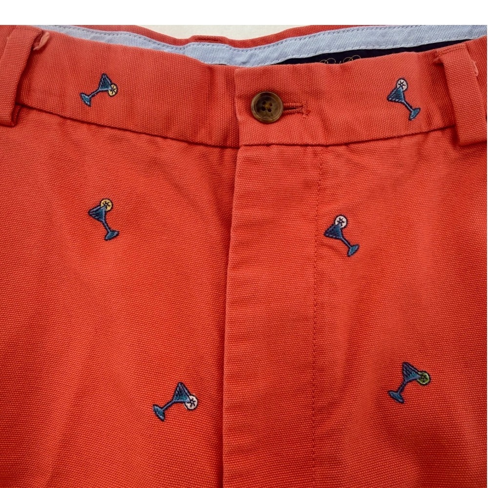 Brooks brothers chino shorts mens 36 martini embroidered salmon cotton preppy